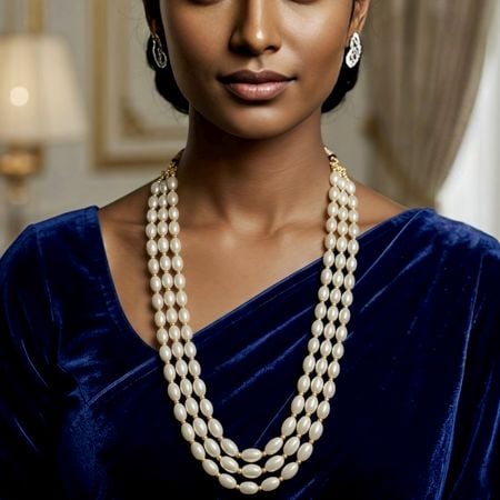 Handcrafted White Glass Bead Layered Necklace